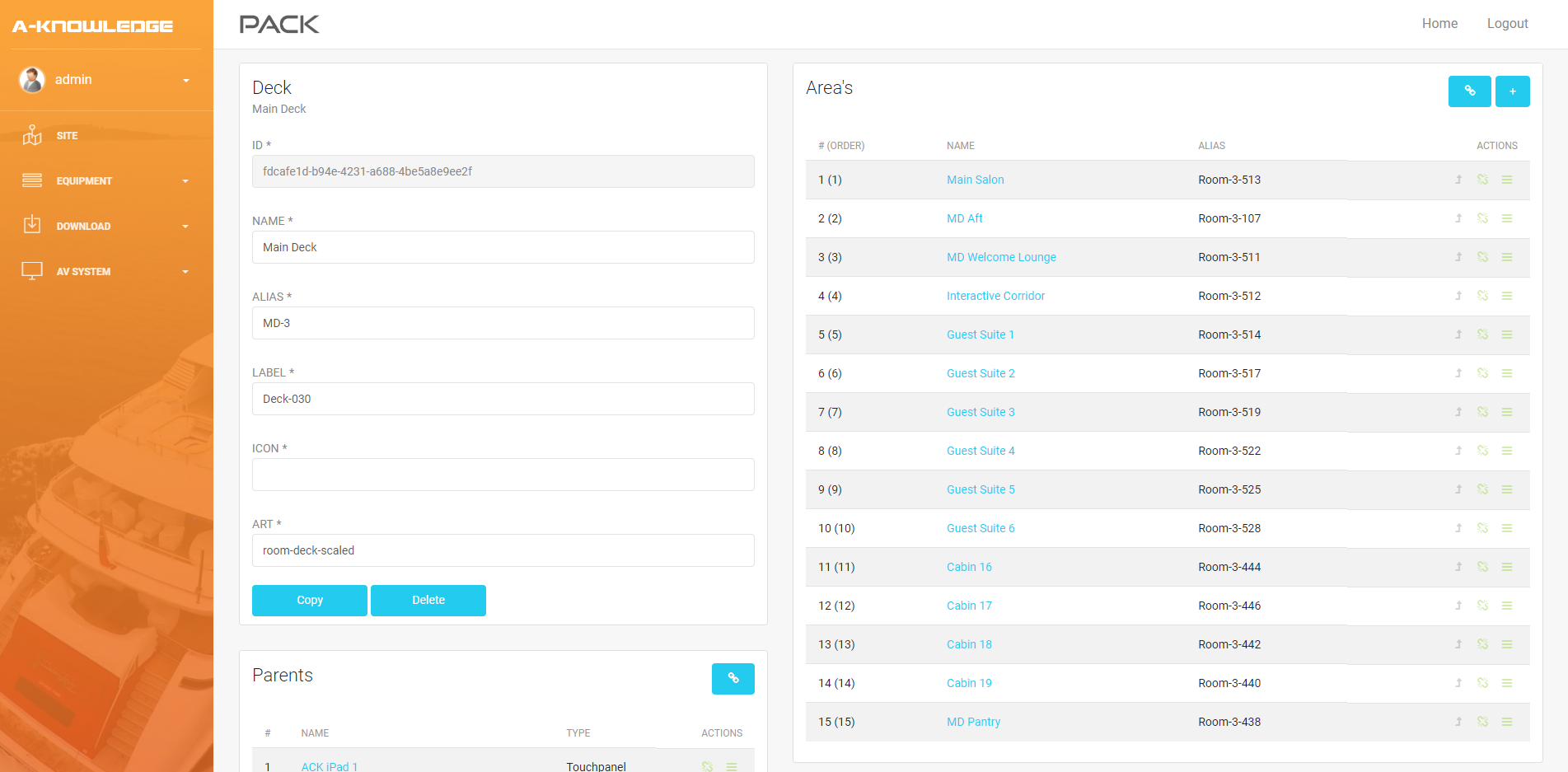 Pack backend deck configuration
